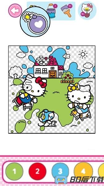 凯蒂猫数字填色花园游戏