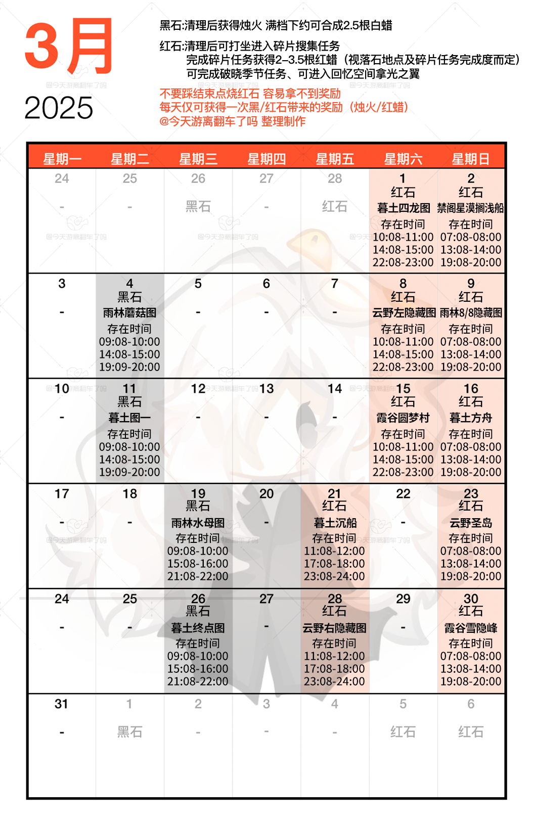 光遇3月红石碎片时间位置 2025年3月红石碎片日历[多图]图片2